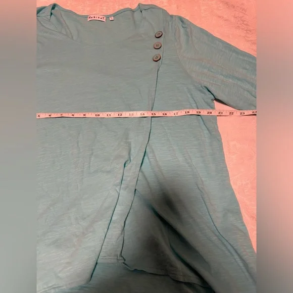 Habitat Blue Woman’s XL Cotton Long Sleeve Tunic Top Buttons Boho Scoopneck - Picture 8 of 8